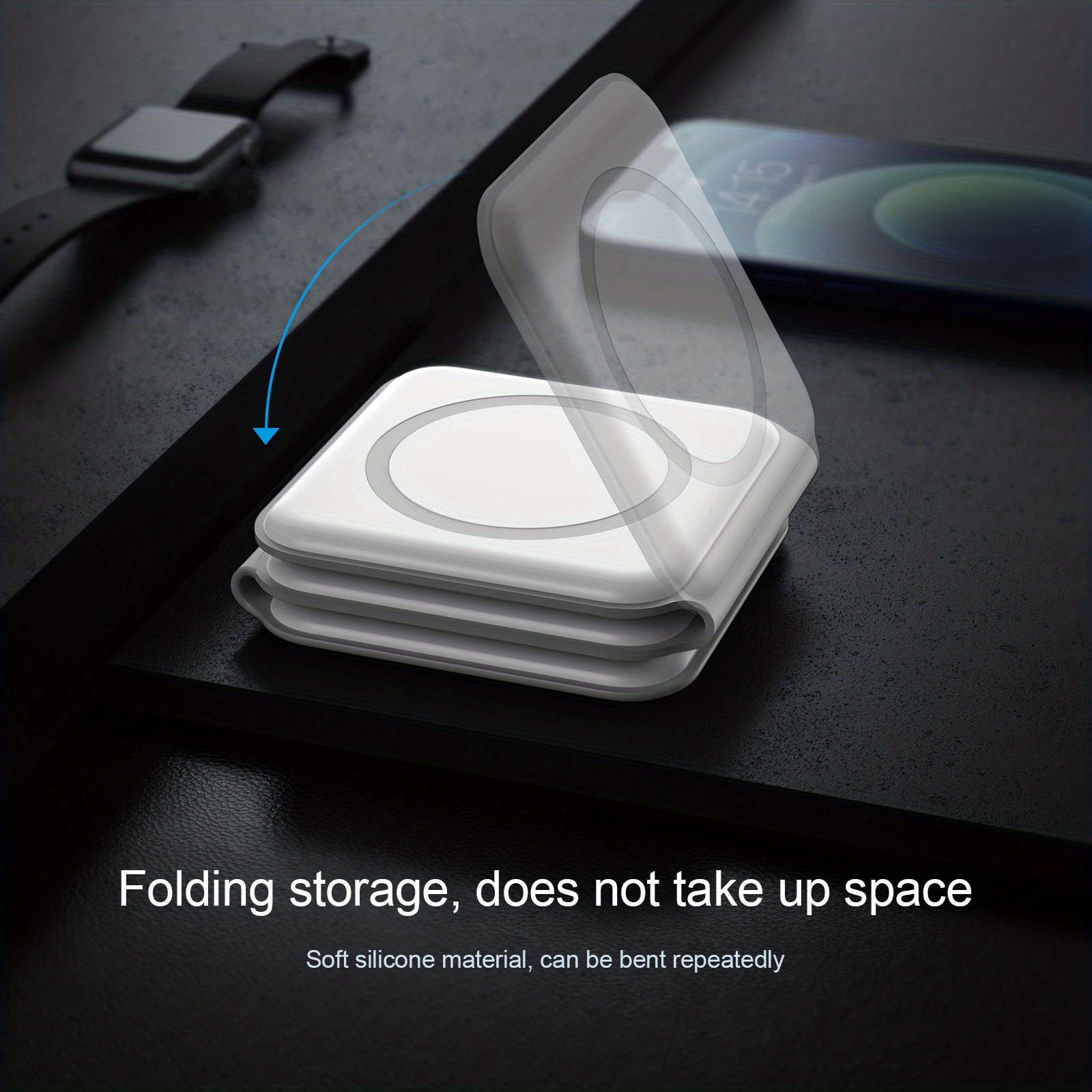 3 in 1 wireless charger for iphone magnetic foldable 3 in 1 charging station travel charger for multple devices for iphone 14 series 3 2 pro iwatch adapter included details 6