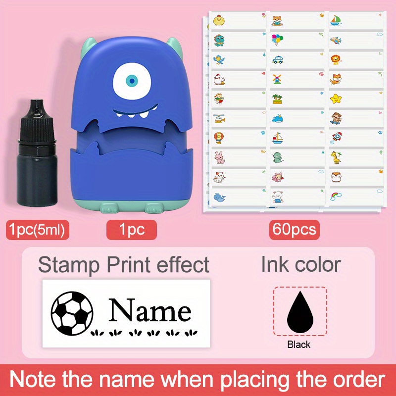 School Set( Blue Monster Stamp And Stickers)custom Name Seals