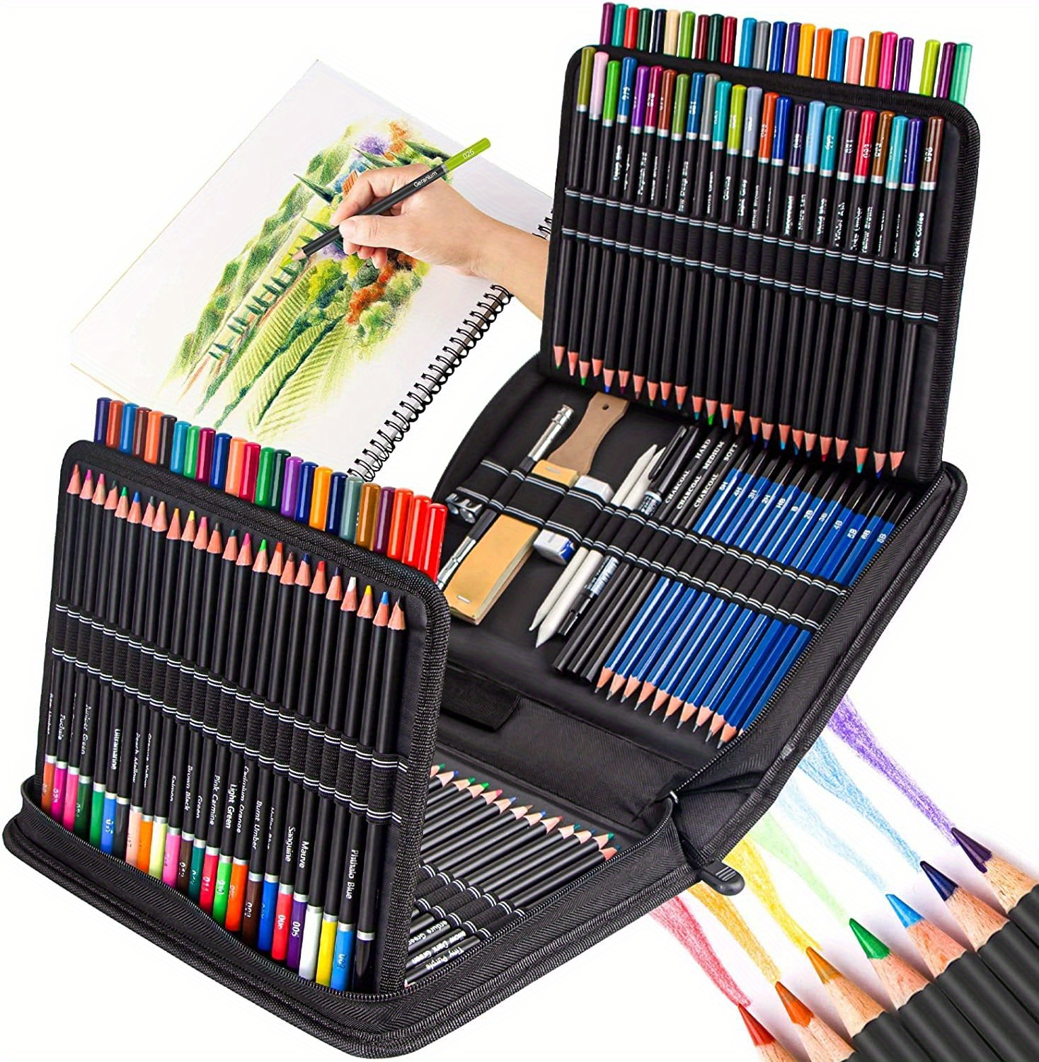 Kalour Professional Drawing Kit, Sketch Pencil Set, Professional Art Sketch  Supplies, With 1 Sketch Book, Portable Zipper Travel Box, Charcoal Pencil,  Sketch Pencil, Charcoal Stick, Pencil Sharpener, Eraser, Artist Art  Supplies For