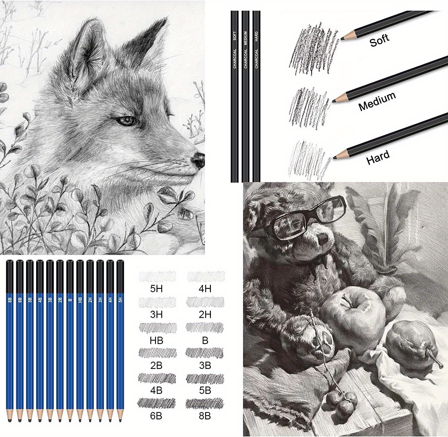 KALOUR 144 Pack Drawing Sketching Coloring Set,Include 120 Professional  Soft Core Colored Pencils,Sketch & Charcoal Pencils,Sketchbook,Art Drawing