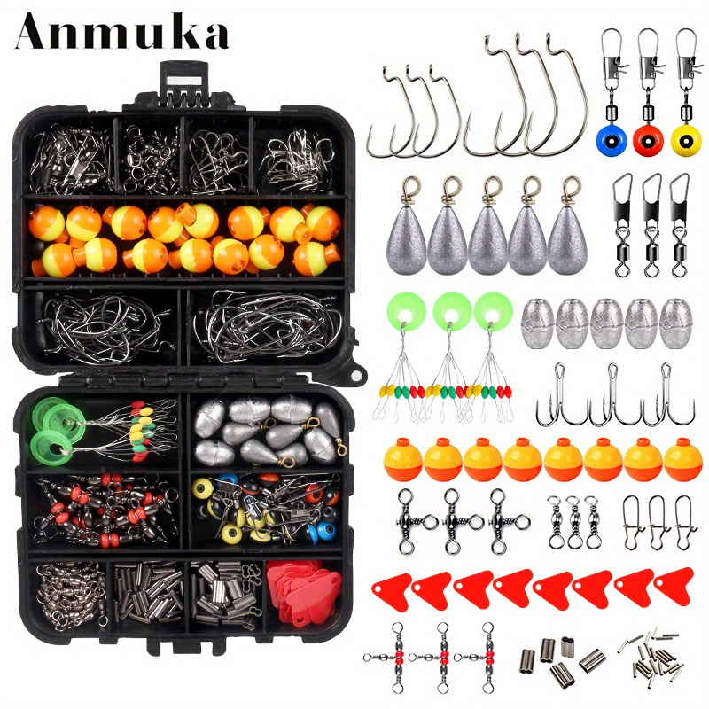 Fishing Accessories Kit Fishing Tackle Box with Tackle Included, Fishing  Hooks, Fishing Weights Sinkers, Fishing Swivels Snaps, Beads, Fishing Gear