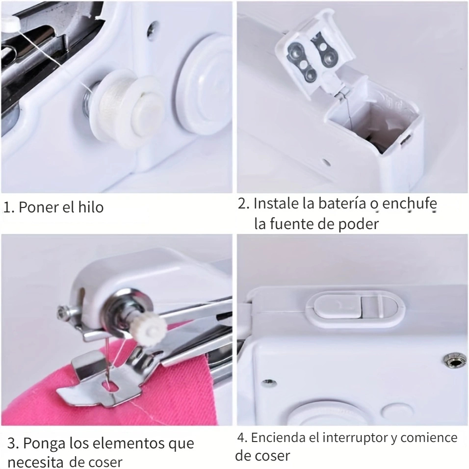 Mini máquina de coser manual de mano multifuncional portátil máquina de  coser inalámbrica para el ho Methold HA5386-00B