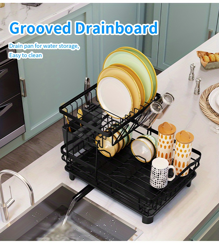 Dish Drying Rack, Dish Racks with Water Tray Cup Utensil Holder,sink dish  drying