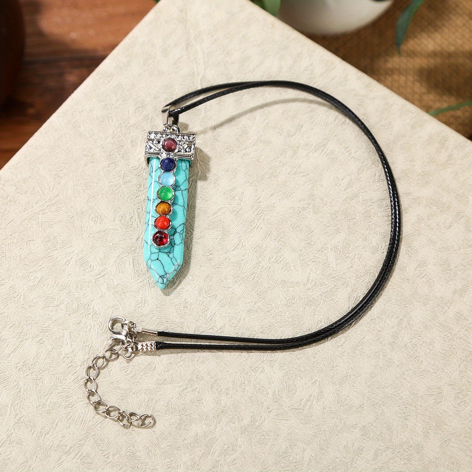 Men's Natural Crystal Pendant Necklace Multicolor Seven - Temu
