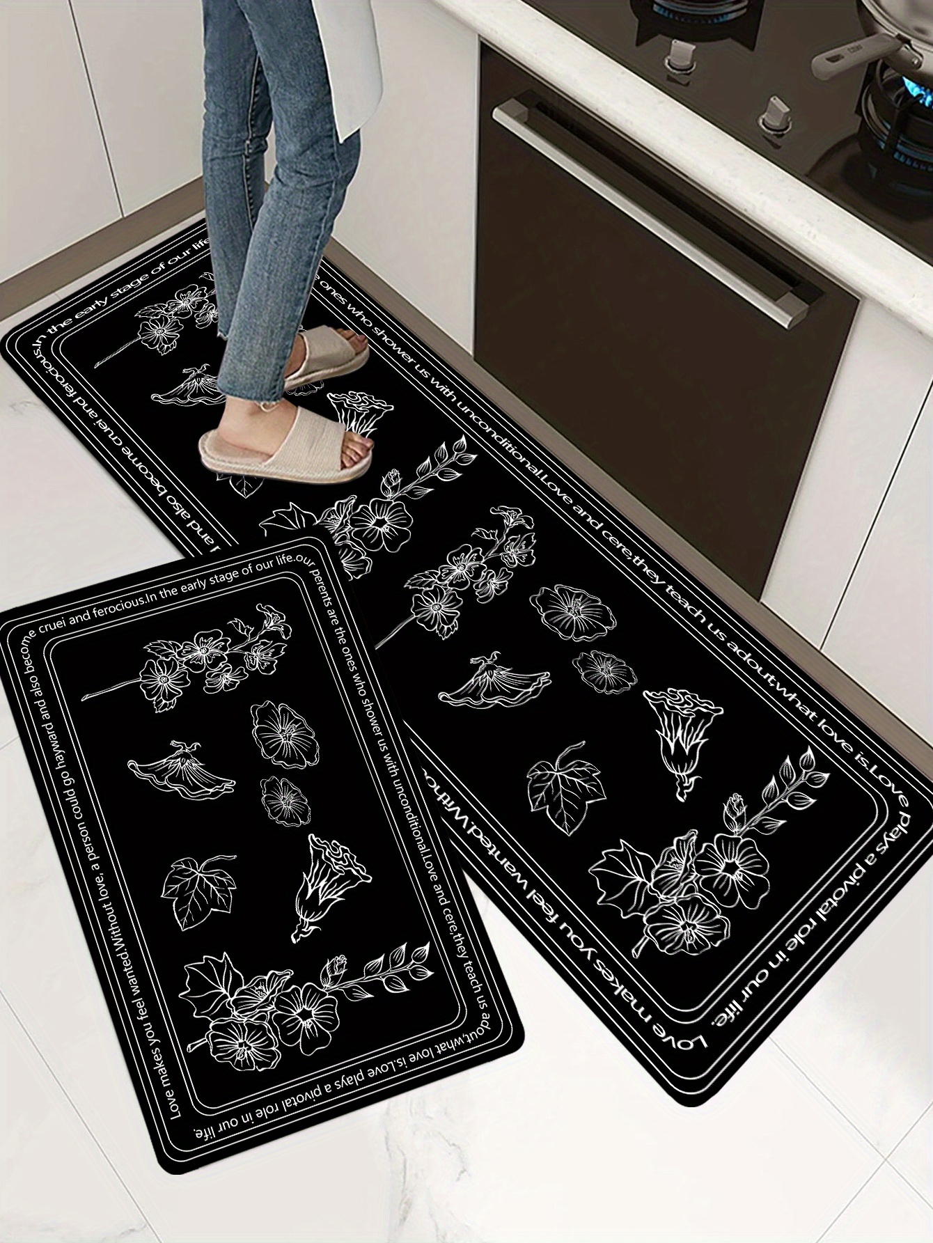 Gothic Kitchen Rugs and Mats Non-Slip Anti-Fatigue Kitchen Rug Set for  Entryway