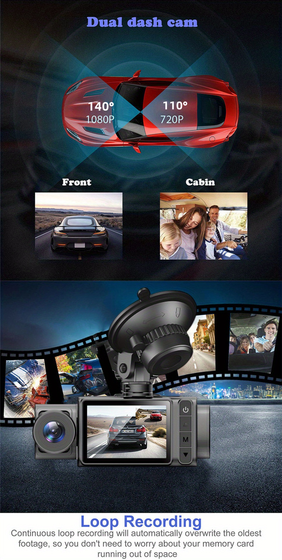 3 Channel Dash Cam Car Camera Video Recorder Dashcam Dvrs - Temu