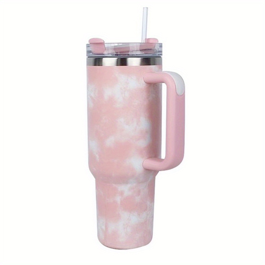 Insulated Tumbler With Handle And Tie Dye Design - Reusable Vacuum Cup With  Leak-resistant Lid And Straws - Keep Your Drinks Hot Or Cold For Hours -  Temu