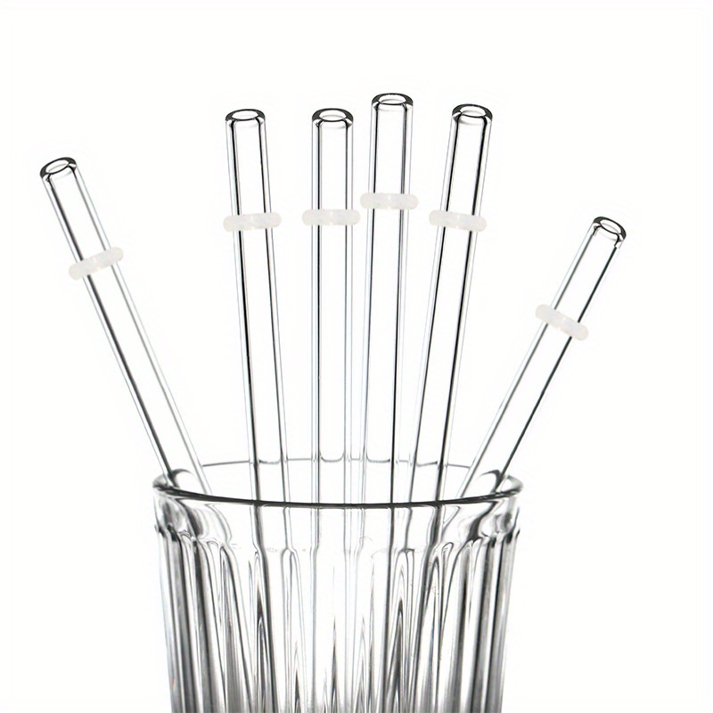 Reusable Glass Straws, 5Pcs 8mm Bent Glass Drinking Straws, Non