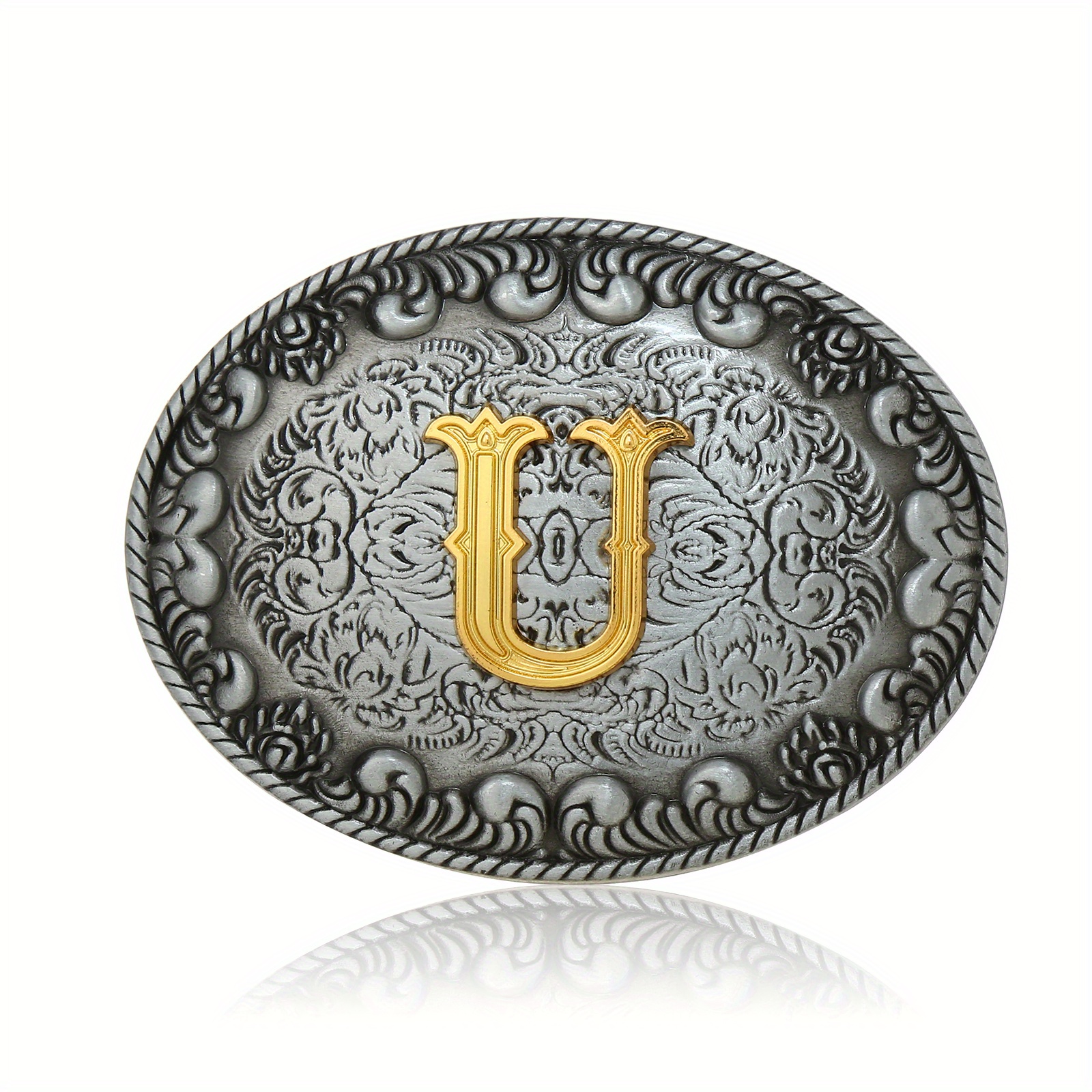 KDG Mens Western Belt Buckle - Initial Cowboy Letter Oval Belt Buckles for Women, Men's, Size: One size, Silver