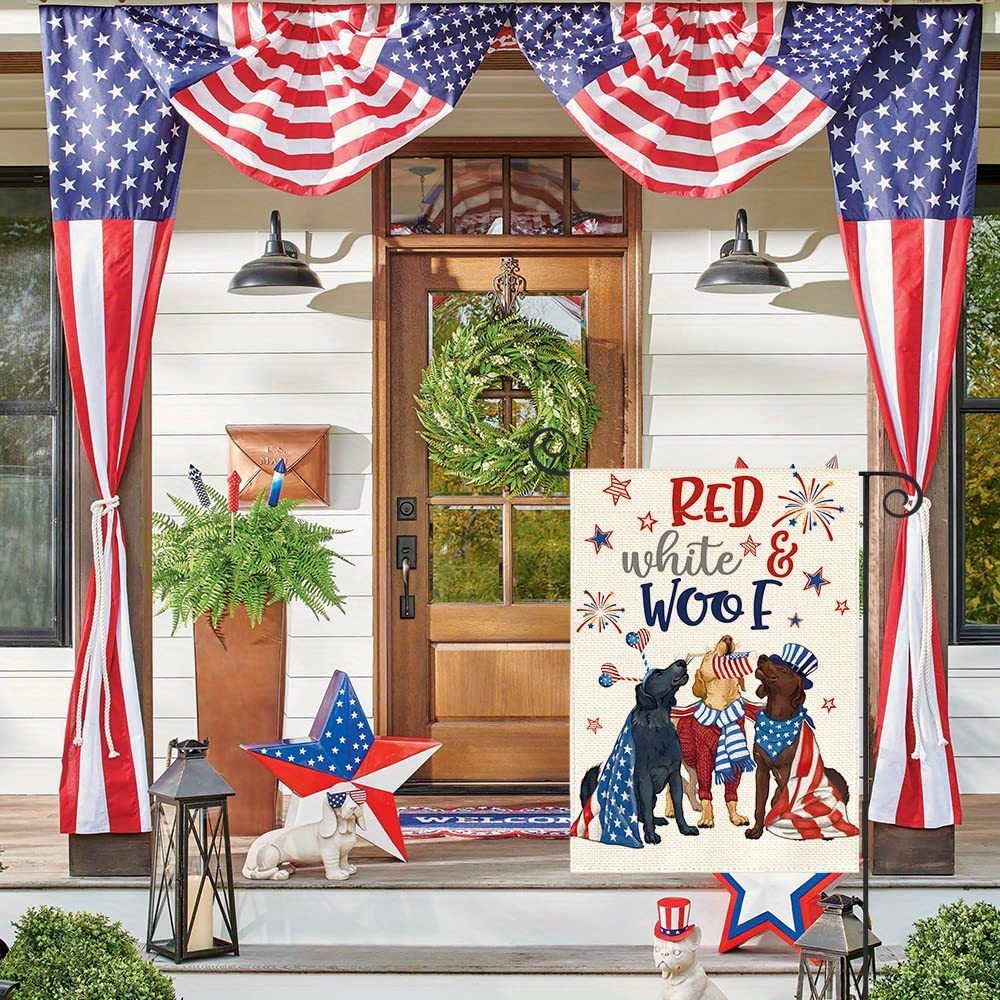 1pc colorlife patriotic 4th of july dogs garden flag double sided memorial day independence day american stars and stripes yard outdoor decoration 12x18 inch 28x40 inch no flagpole details 4