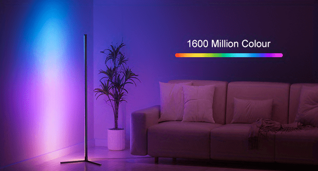 1pc smart rgb floor lamp with music sync modern 16 million color changing standing mood light with app remote control diy modes timer for living room gaming room decor details 2