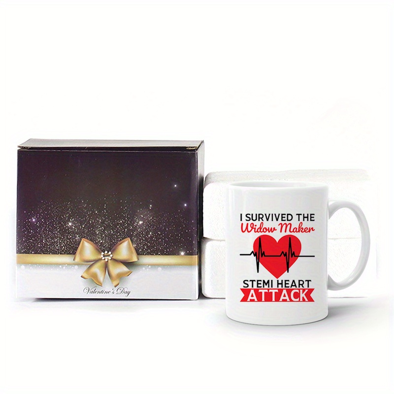 1pc 11oz I Survived The Widow Maker Heart Attack White Coffee Mug