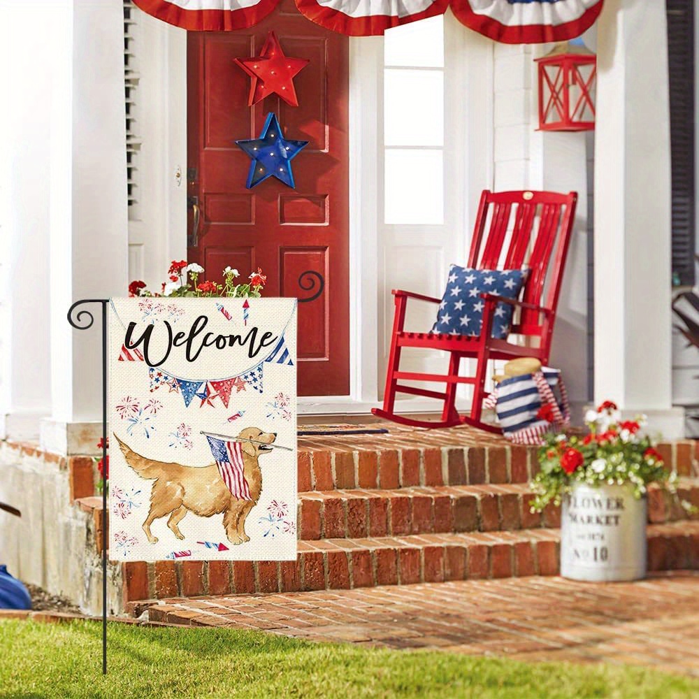 1pc colorlife patriotic 4th of july dogs garden flag double sided memorial day independence day american stars and stripes yard outdoor decoration 12x18 inch 28x40 inch no flagpole details 1