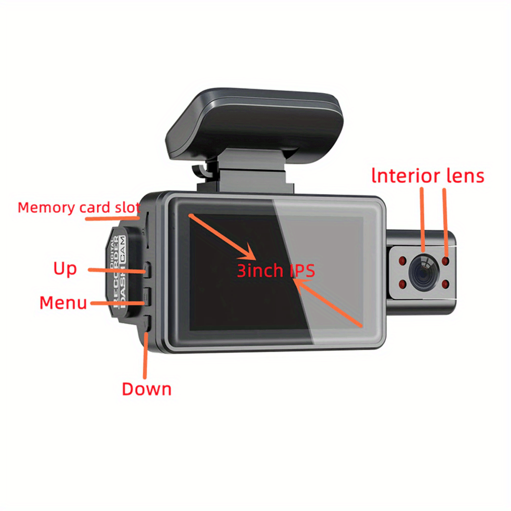 dual lens dash cam get crisp 1080p video recording day night 3 16 wide angle view details 3