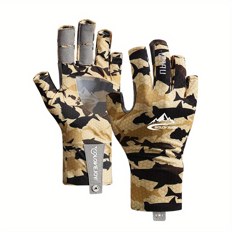 Fishing Sunscreen Gloves Camouflage Slipproof Half Finger - Temu New Zealand