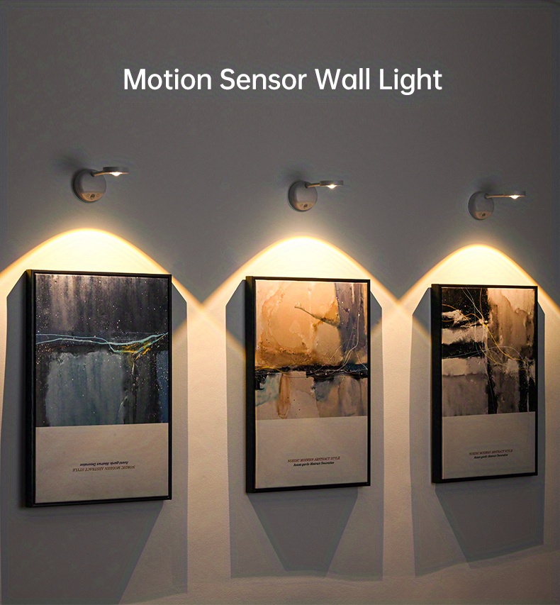 Lampe murale de 6 LED sans fil à détecteur de mouvement, lampe de nuit  rechargeable, lampe décorative