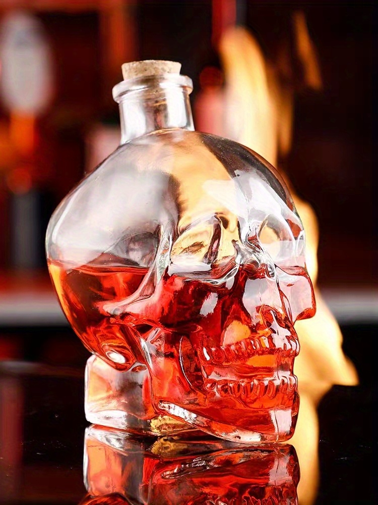 1pc, Skull Bottle, Skull Decanter With Cork, Lead-free Glass, Horror Whisky  Decanter, Vodka, Wine, Bourbon Whisky Gift, Beverages Accessories