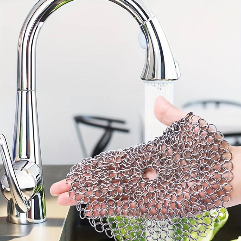 Mythrojan Chainmail Round Stainless Steel Scrubber, Ideal for Cleaning