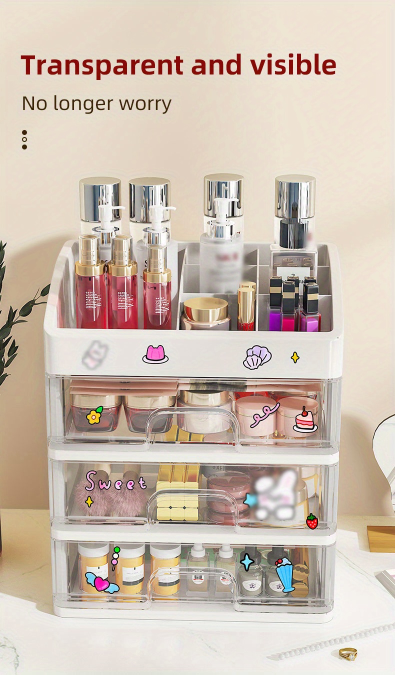Multilayer Makeup Box Metallic Cosmetics Compartment Clear Bedroom Makeup  Box Skincare Room Organizer Trucchi Scatole Furniture