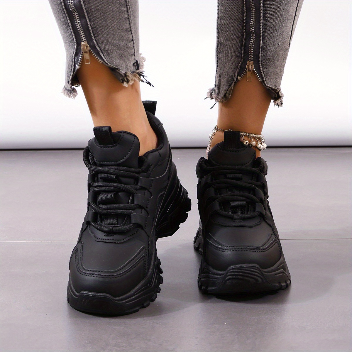 Zapatillas Plataforma Negras Mujer Zapatos Deportivos - Temu