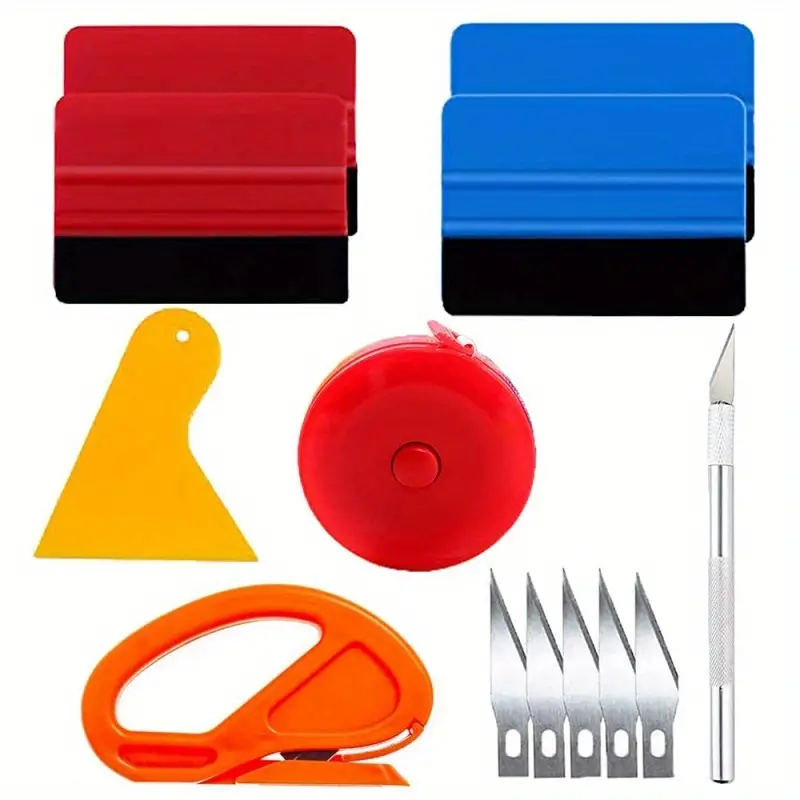 Kit d'outils d'emballage de véhicule de 13 pièces – Comprend un  coupe-gravure, un coupe-vinyle et un grattoir triangulaire pour un  emballage professio