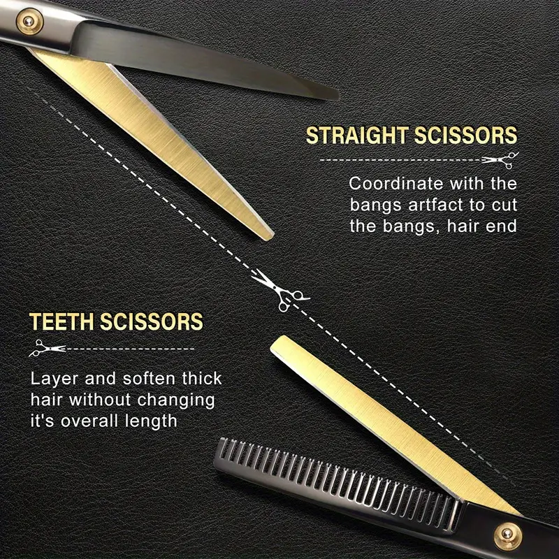 8 pcs hair cutting scissors kit hairdressing shears set professional thinning scissors for men women kids pets details 5