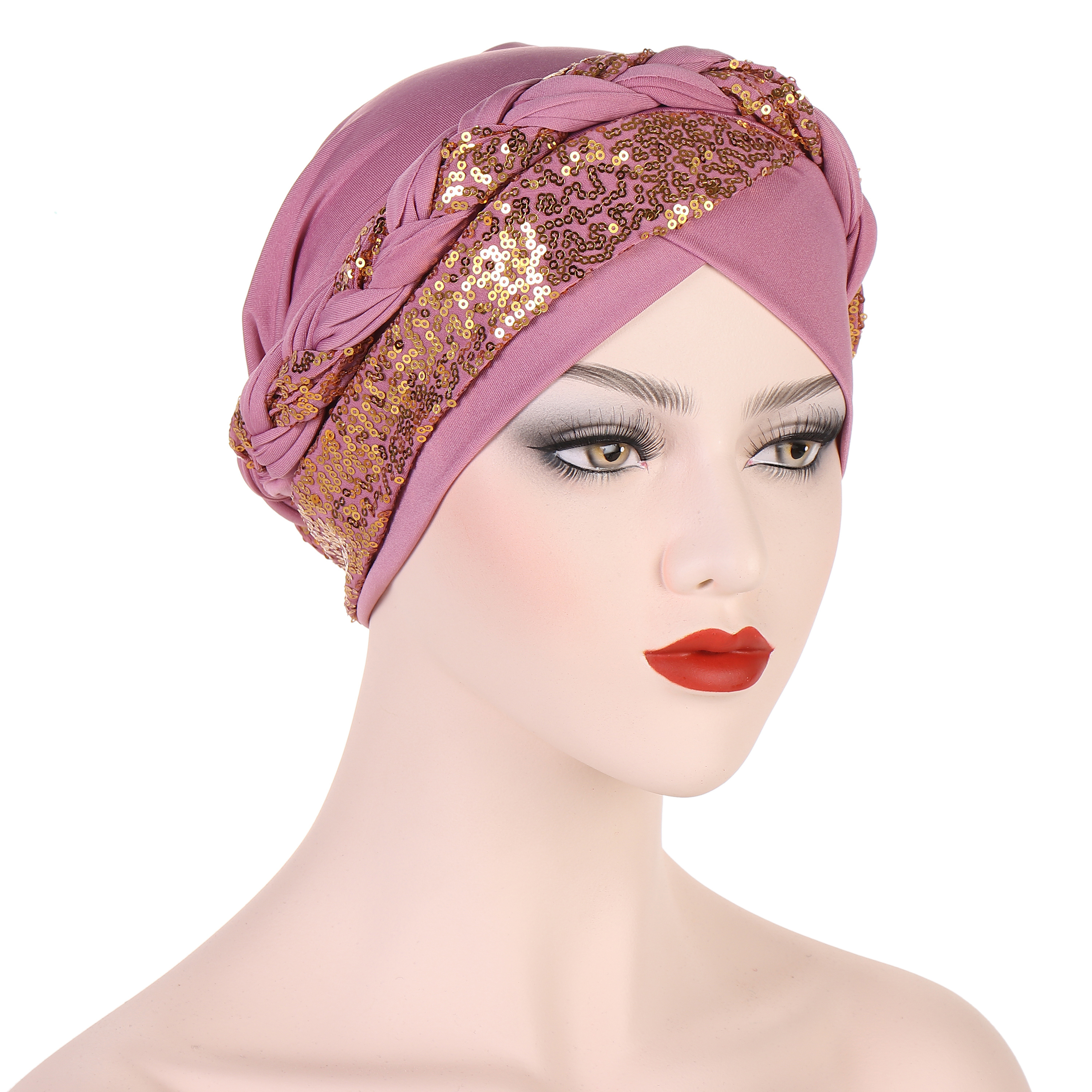 Sequin Pre tied Turban Cap Elegant Crossed Head Wrap Temu