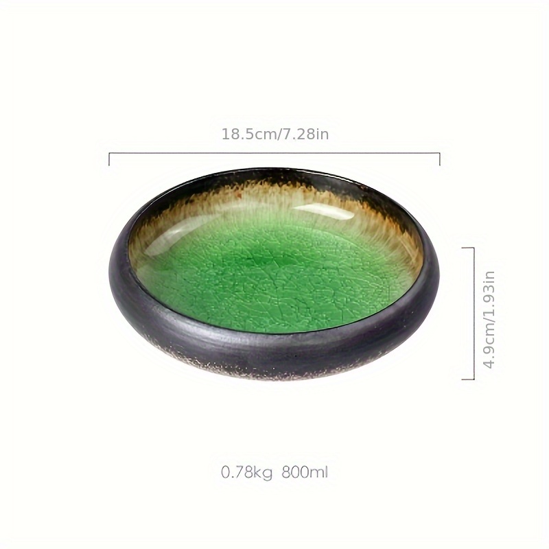 Image of 1pc Creative Kiln Ice Split Glaze Ceramic Plate Japanese Sushi Plate Dish Salad Plate