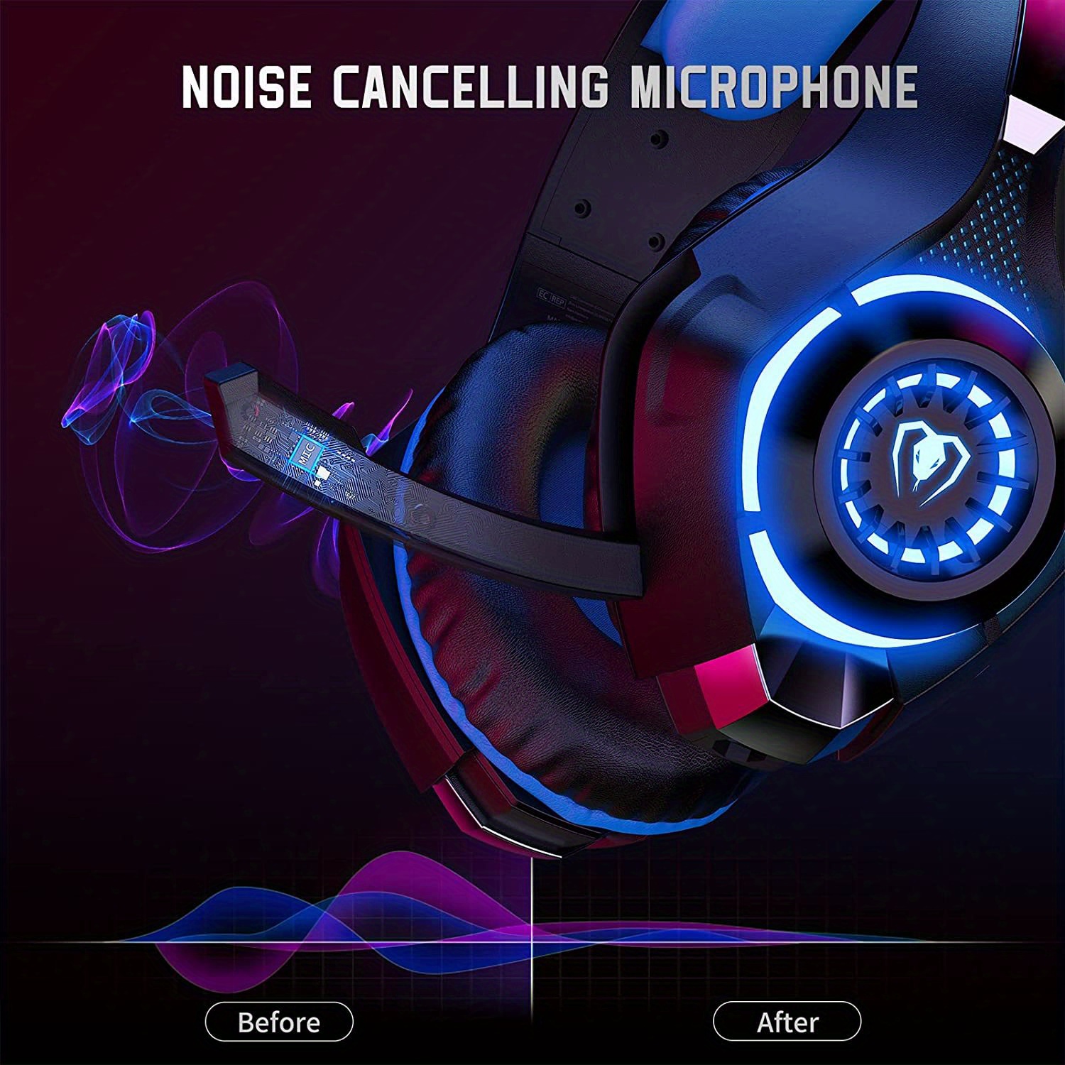 7.1 Surround Virtual Sound Gaming Headset With Noise Cancelling