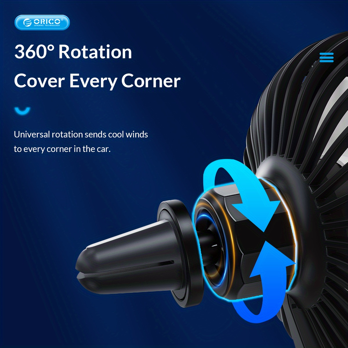 orico vehicle fan usb 5v 360 degree rotating cooling car fan 3 speed fan cooler with night light summer car truck airflow fan details 4