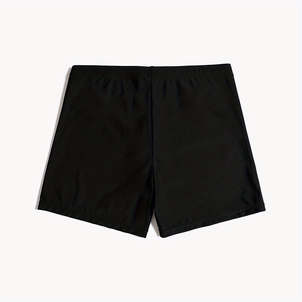 High Waisted Stretchy Swim Trunks Plain Black Slim Versatile - Temu