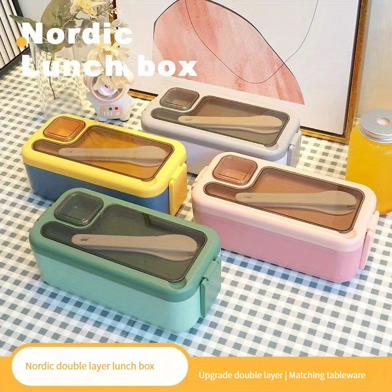 Modern And Minimalist 3-layer Stackable Bento Box With Cutlery Set