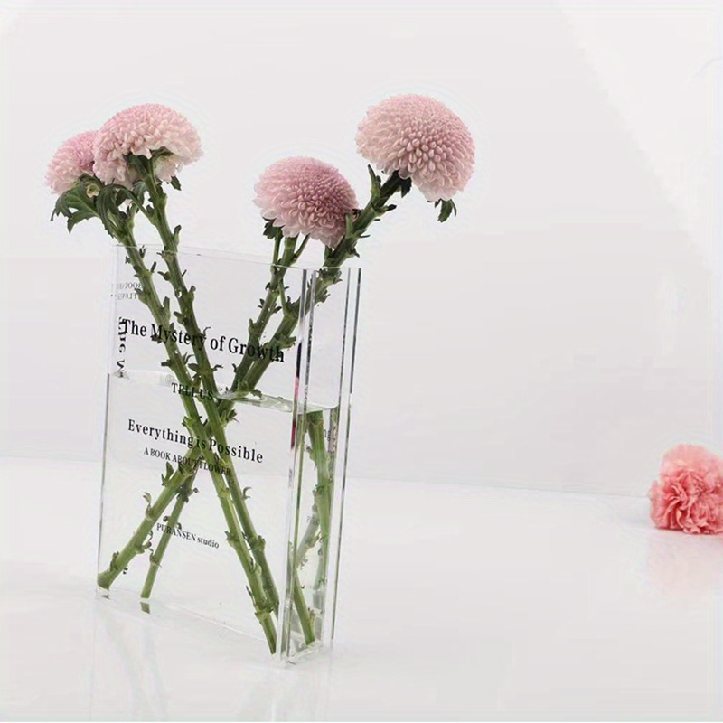 Book Vase For Flowers Aesthetic Room Decor, Clear Book Flower Vase Artistic  Cultural Flavor Decorative Acrylic Vase 