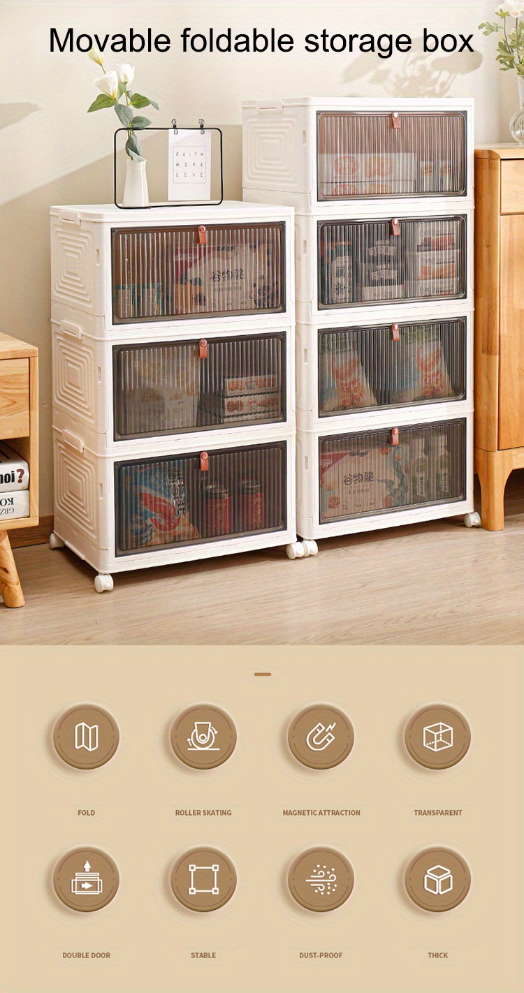 Multifunction Plastic Kitchen Cabinets Home Furniture Floor Multi-layer Storage  Cabinet Simple Living Room Foldable Storage Box