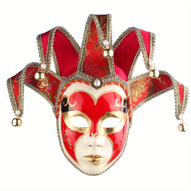 1pc, Mardi Gras Venetian Mask, Hand Painted Full Face Jester Jolly ...