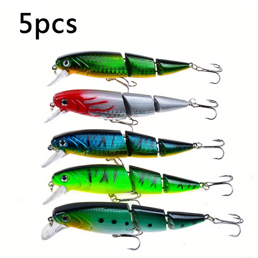 5PCS Multi Jointed Fishing Lures Artificial Baits Plastic Lifelike  Swimbaits Simulation Lures Fishing Tackles for Bass Yellow Perch Walleye  Pike