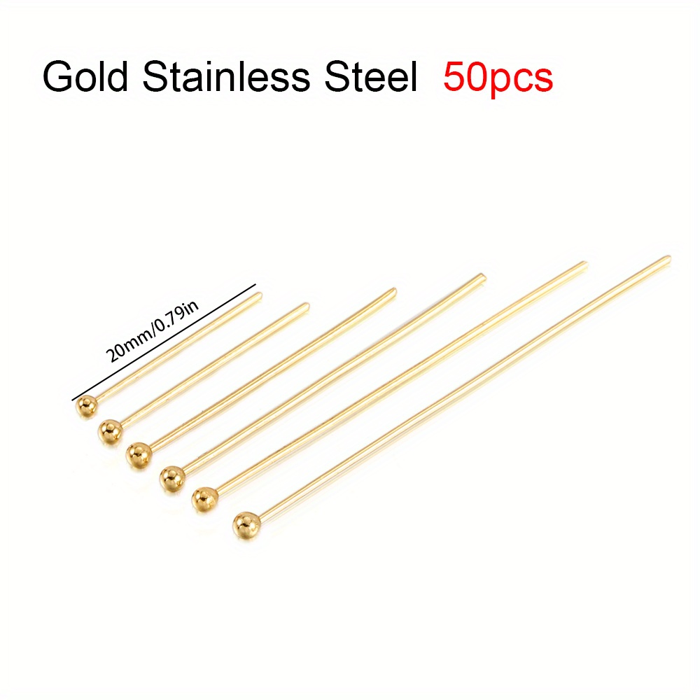 304 Stainless Steel Jewelry Eye Pins 500Pcs 18mm 22 Gauge Silver