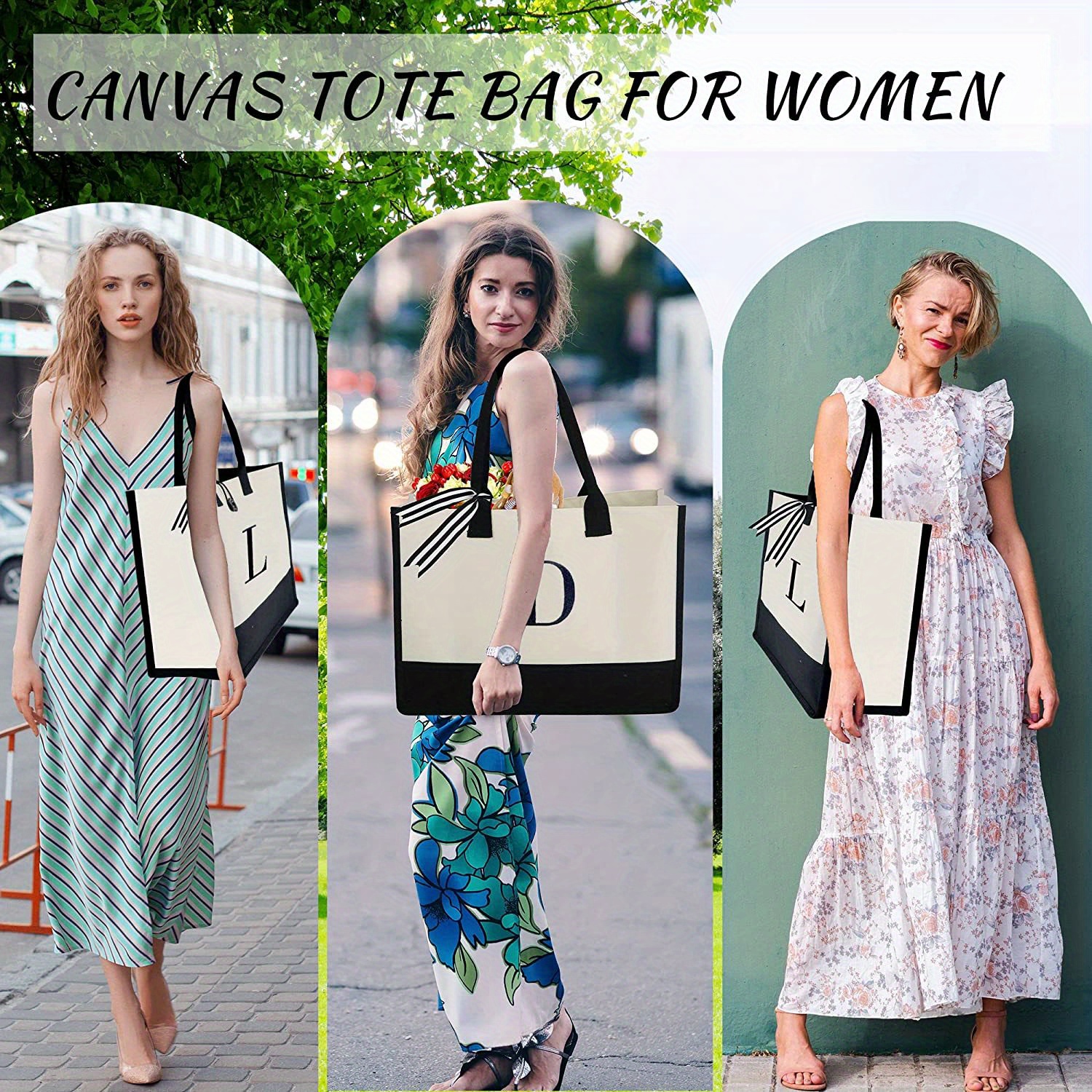 Canvas Beach Bag Letter Canvas Tote Practical Tote Lunch Bag - Temu