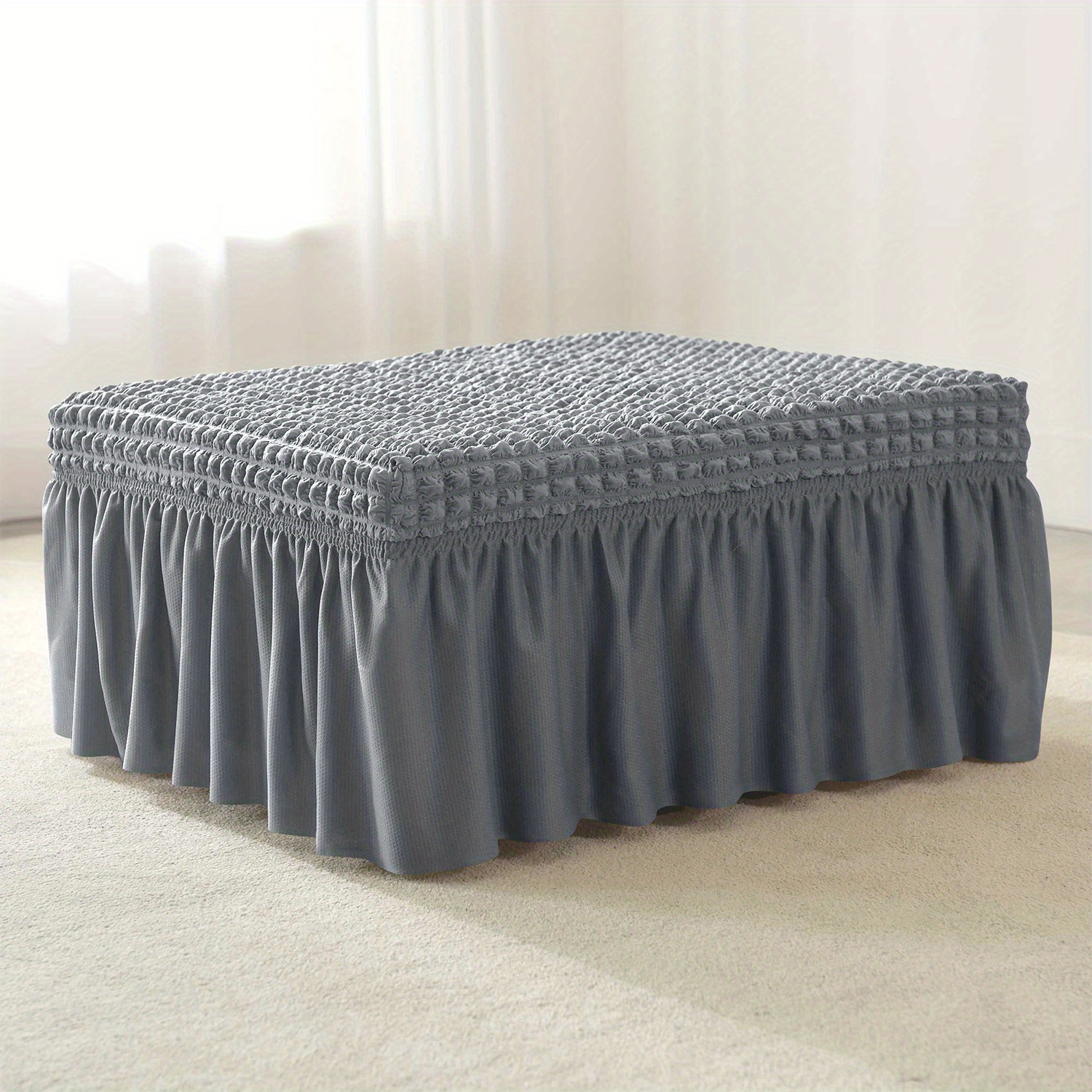 Fluffy Stool Cover Skirt Ottoman Cover Living Room Office Temu