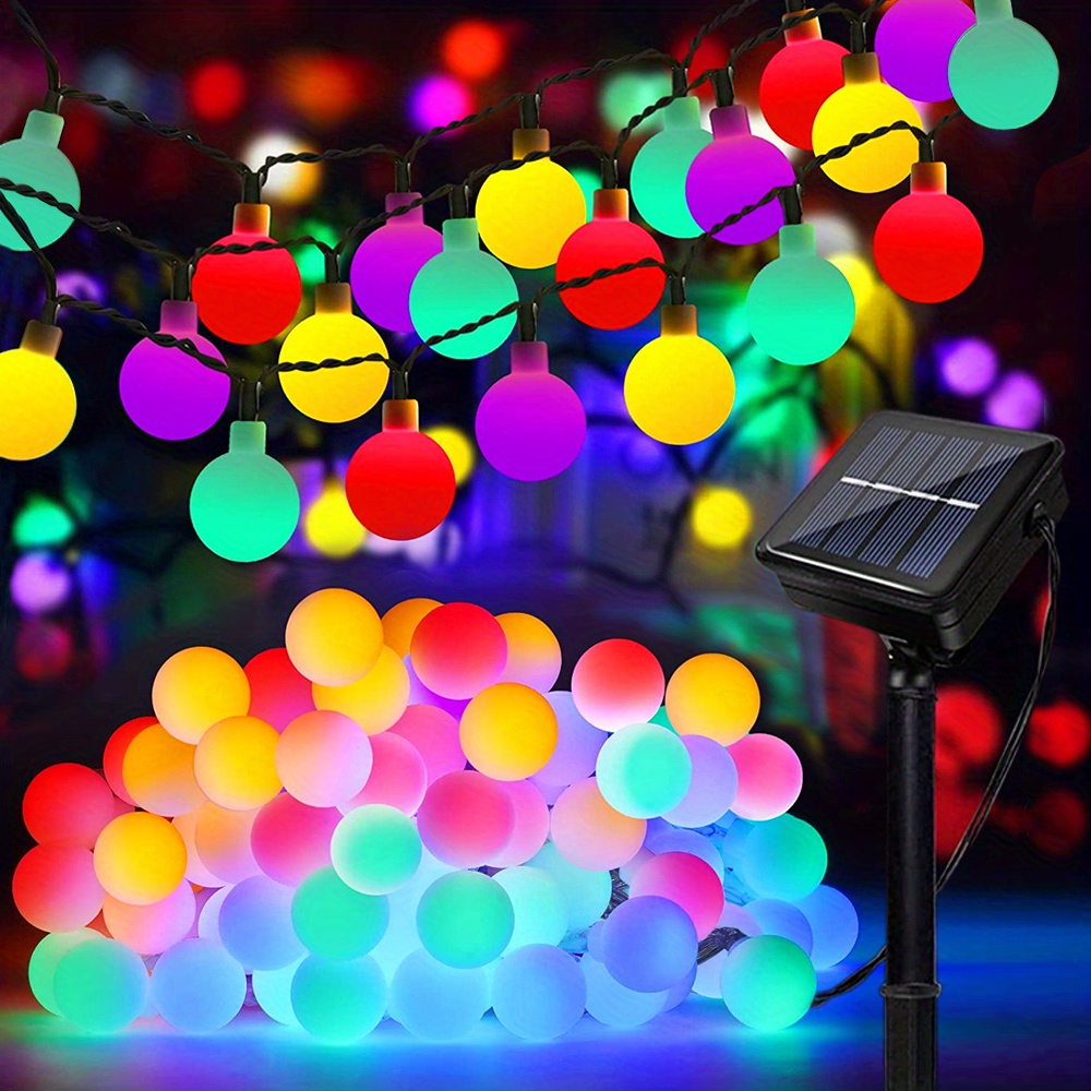 Guirlande lumineuse solaire pour extérieur, 50 LED, 8 modes, boules de  cristal, étanche, pour extérieur/intérieur, jardin, balcon, arbres,  mariages, fêtes, Noël (blanc chaud) 