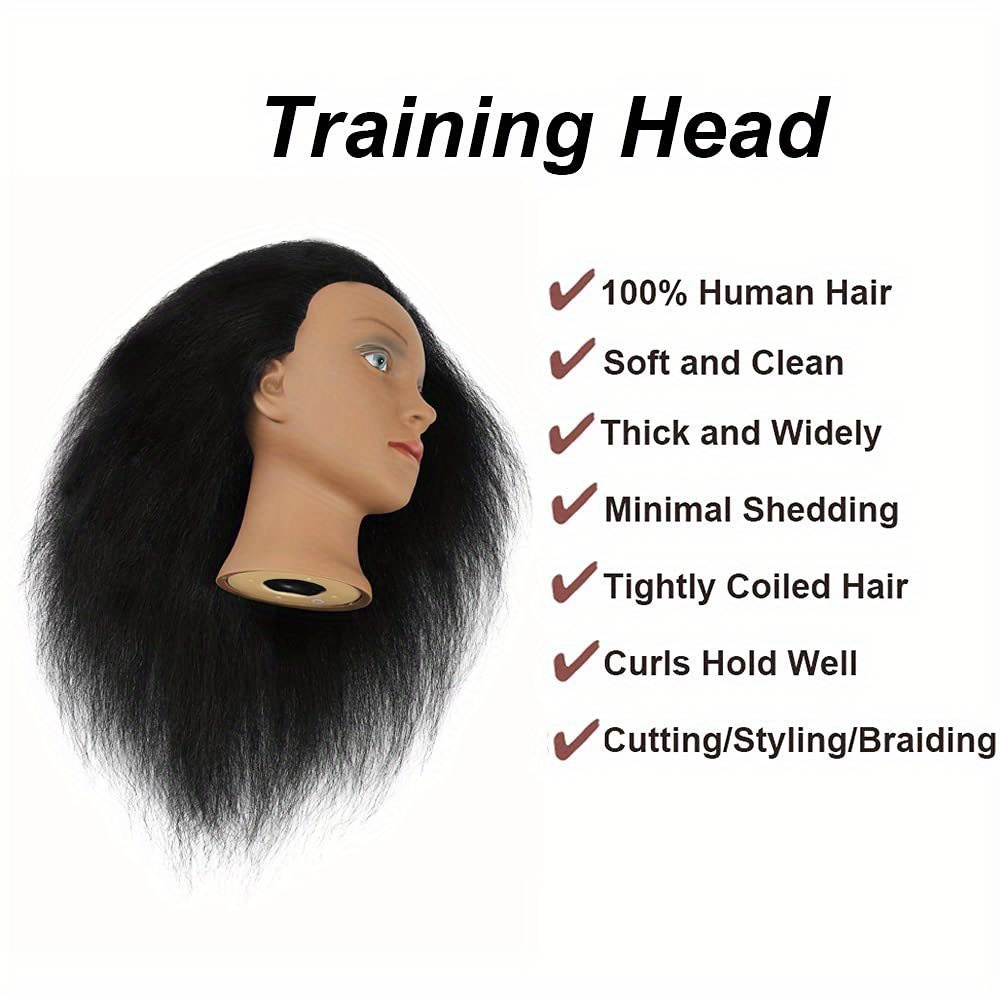 Afro Coarse 100% Real Hair Mannequin Head Hairdresser Training Head Manikin Co