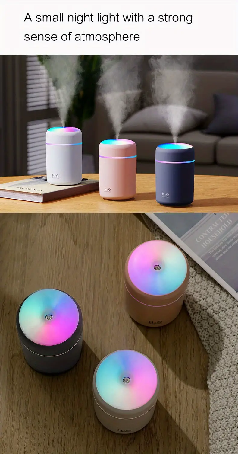 1pc colorful 220ml cool mist humidifier essential oil diffuser for room office desktop home car air fresheners and back to school supplies details 13