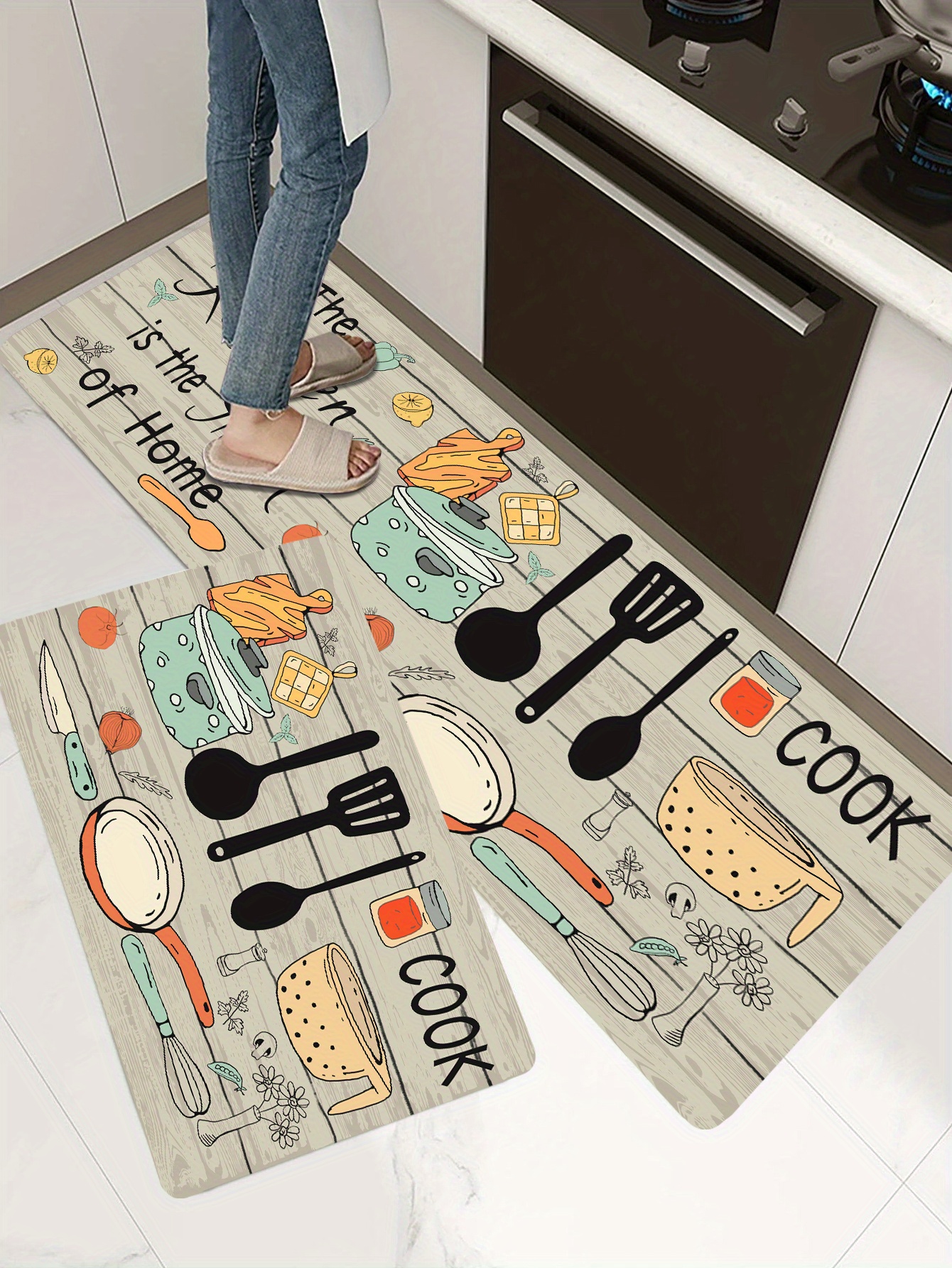 Long Kitchen Rugs Non Slip Washable Bath Mat Kitchen Runner Rug Honey  Bumble Bee Hive Cute Cartoon Water Absorption Quick Drying Anti Fatigue  Comfort