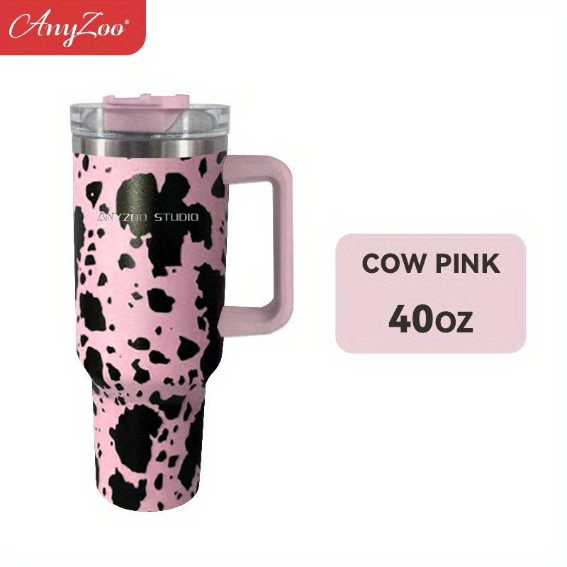 Anyzoo Tumbler With Handle Straw And Lid Leopard Print Heavy - Temu