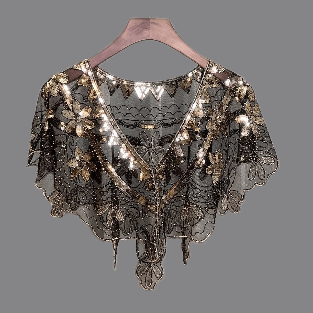 Flower Embroidery Flapper Shawl Vintage Sequin Beaded Cape - Temu