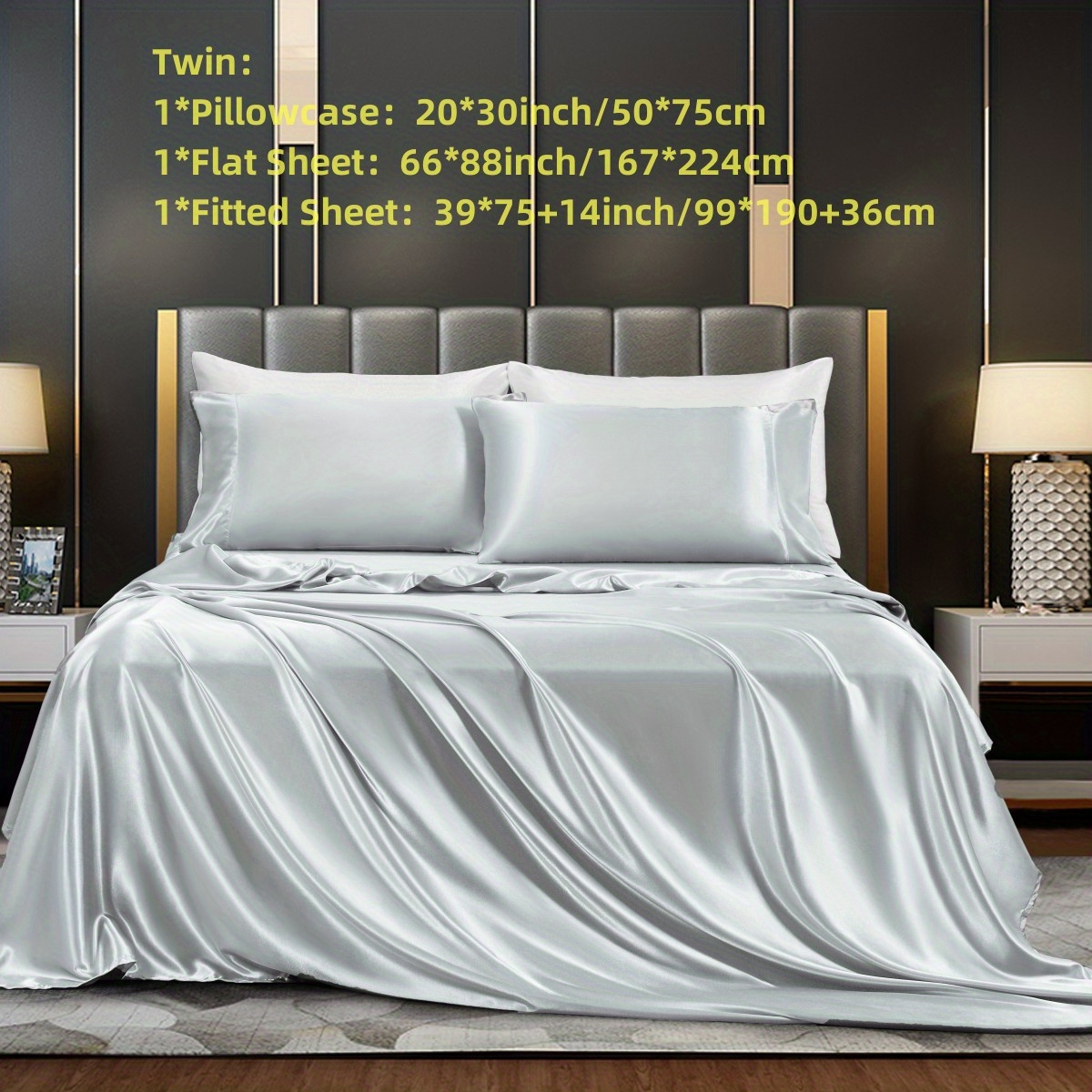 Polyster Satin Solid Fitted Sheet Fitted Sheet Flat Sheet - Temu