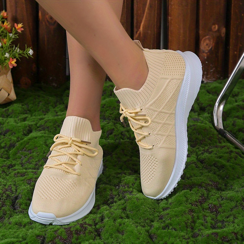 Women's Breathable Flying Woven Sneakers Casual Lace Outdoor - Temu Norway