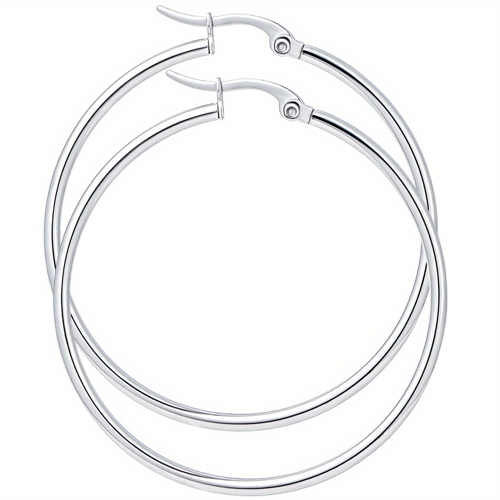 40/50 Mm Stainless Steel Huggie Endless Earring Large Small Hoop Earrings For Women