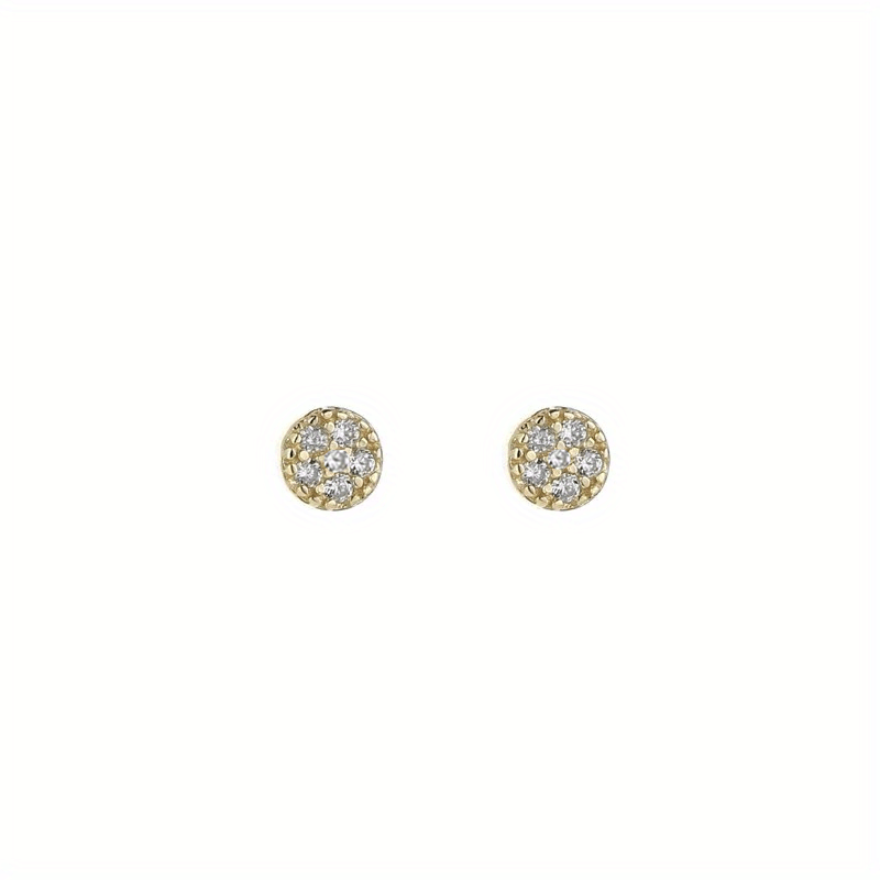 Starlight Synthetic Zirconia Small Stud Earrings With Synthetic Round Stones, High-quality Style