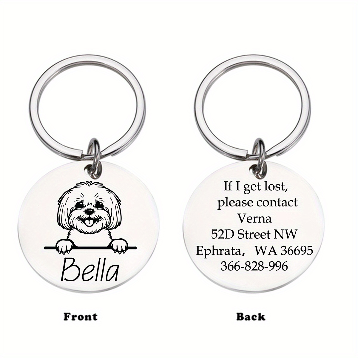 TEMU [] Custom Engraved Stainless Name Tag - Personalized Pet Id With Space For Name, Address & Contact - Ideal For Collars, Puppies & Dogs, Dog Collar